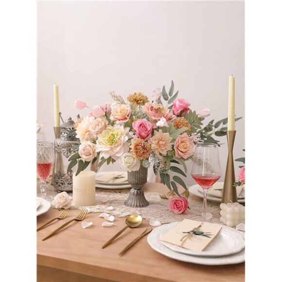 Artificial Flower Wedding Hand Bouquet (Light Pink) - Picture 5 of 6